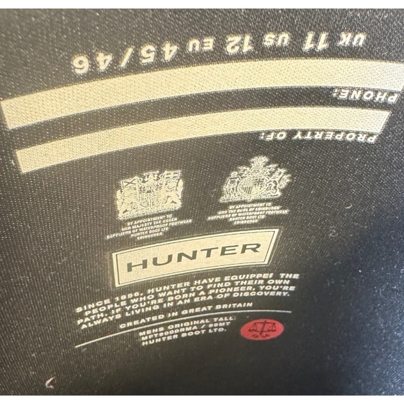 Hunter Original Tall Matte Black Rain Boots Men’s 12 | Waterproof Classic Icon - Picture 8 of 13